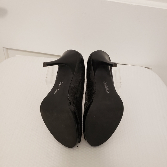 Calvin Klein Black Peep Toe Stilletos Size 9, Stylish, Chic - Picture 6 of 14